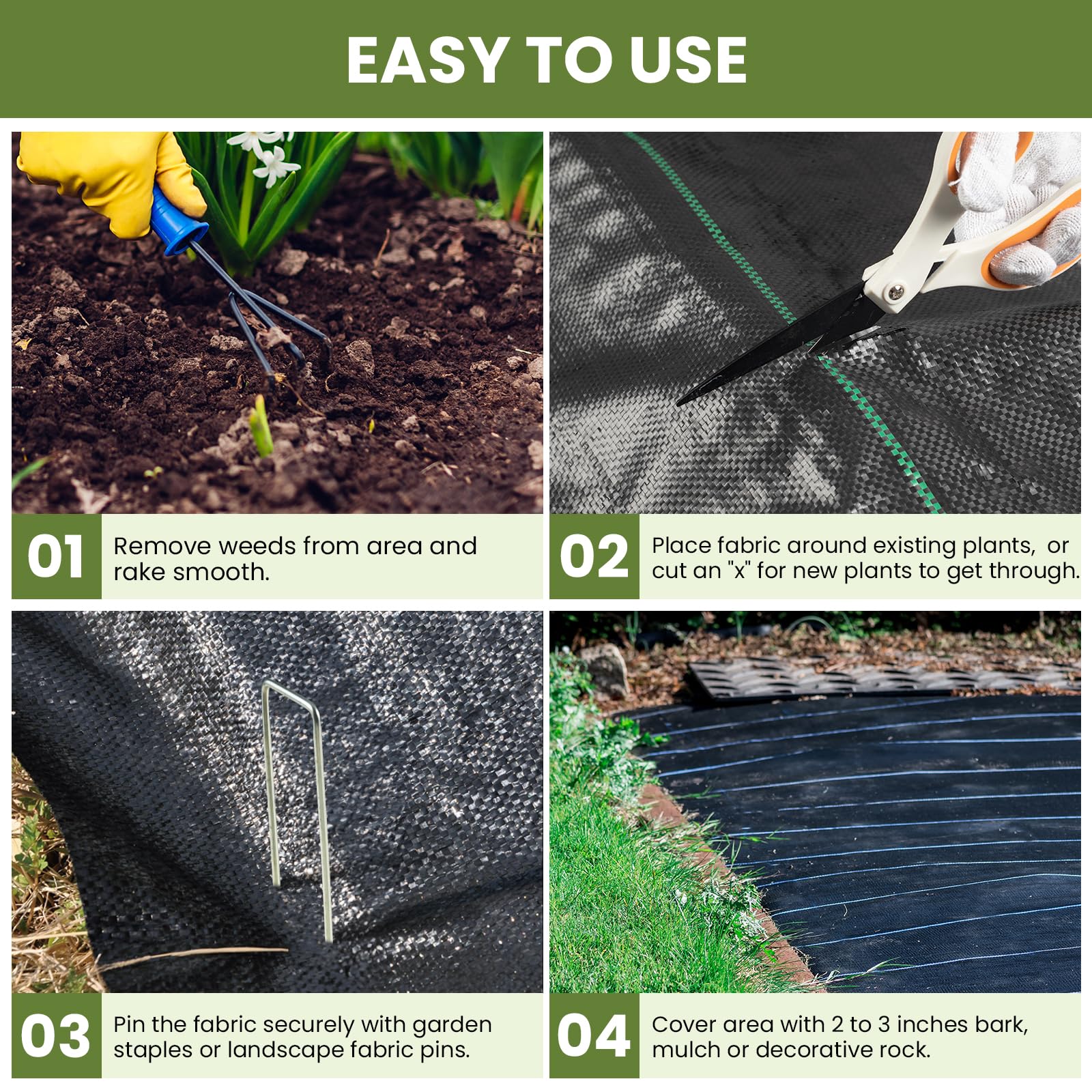 Velway Unkrautvlies Gartenvlies 2x10M mit 60 Erdanker - Unkrautfolie Wasserdurchlässig Reißfestes Bodengewebe Unkrautflies für Garten Hochbeet Einfahrt Anti Unkrautvlies Pflanzfolie