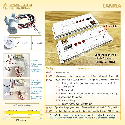 Miniatura 6 de CANRIA PIR Sensor de movimiento LED Luces de escalera para interiores y exteriores Escalera Escalera Kit de iluminación con 3000K blanco cálido COB