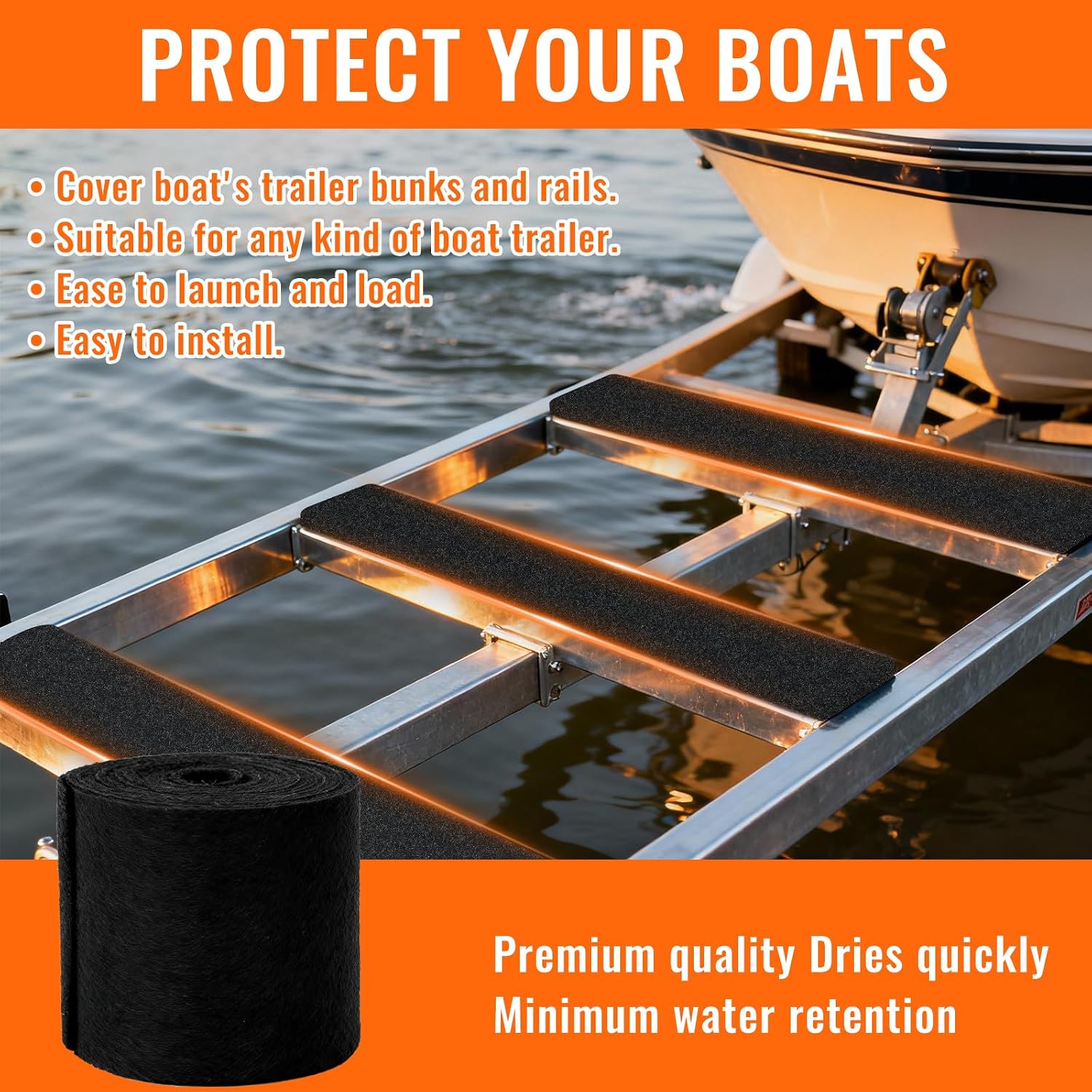 500g Boat Trailer Bunk Carpet, Ultra Thick Wear-Resistant Marine Carpet for Boats Lift Bunks, Shock Absorption Padding Mats Parts Accessories for Jet Ski, (30cm*9m)