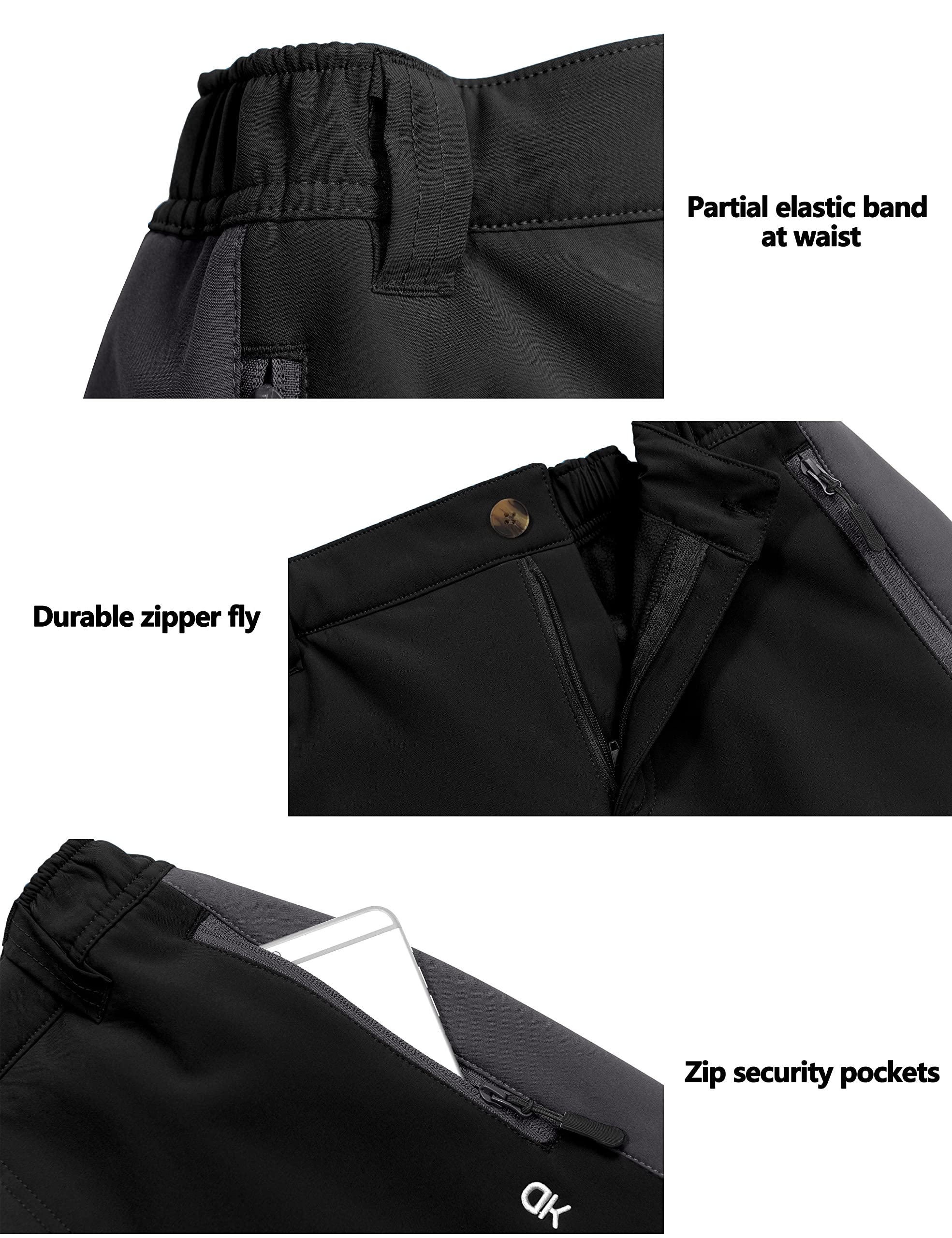 Little Donkey Andy Herren Winter Wanderhose Skihose Trekkinghose Snowboardhose, Softshell-Hose, Fleecegefüttert und wasserabweisend