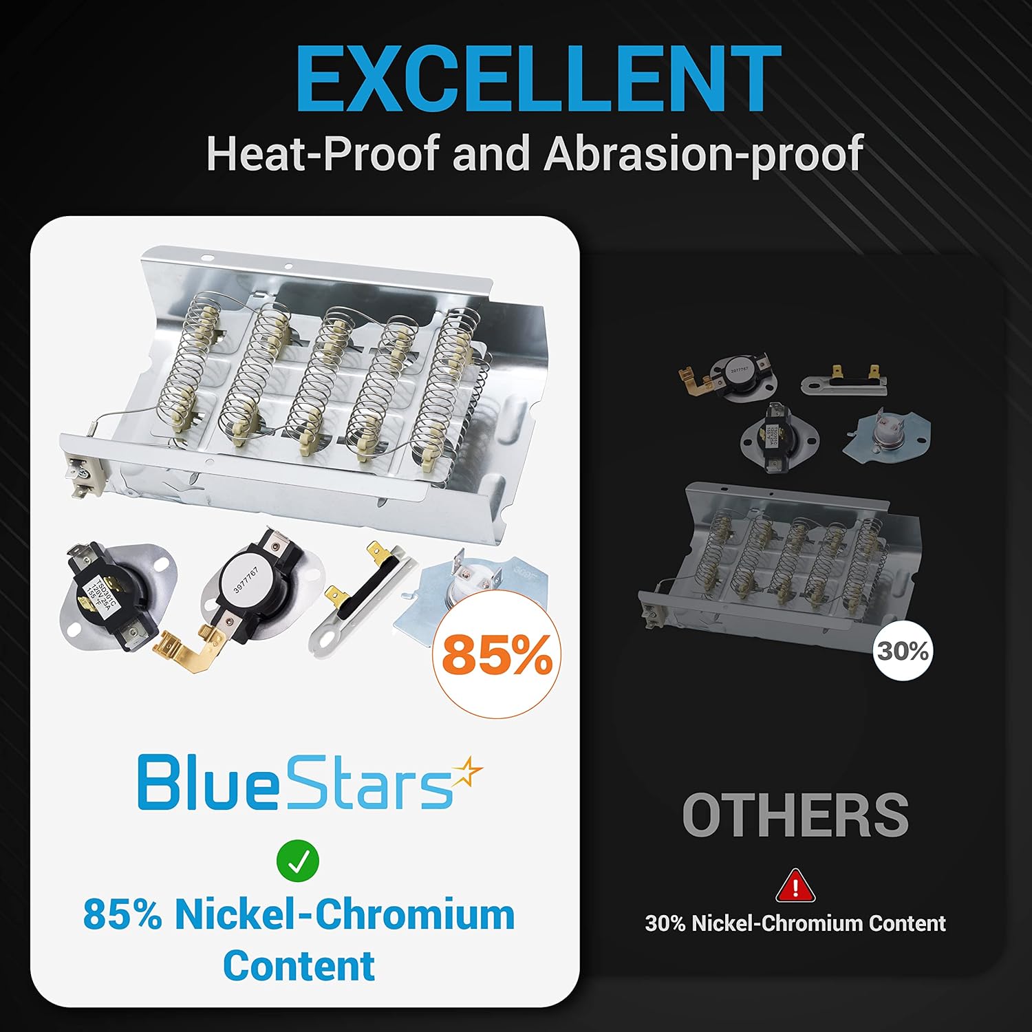 BlueStars UPGRADED 279838 WED5000DW2 Dryer Heating Element 3977767 3392519 Thermal fuse Dryer Repair Kit For Whirlpool Kenmore MEDB835DW4 GEW9250PW1 GEW9250PW0 WED5100HW1 WED8300SW2 GEW9200LW1