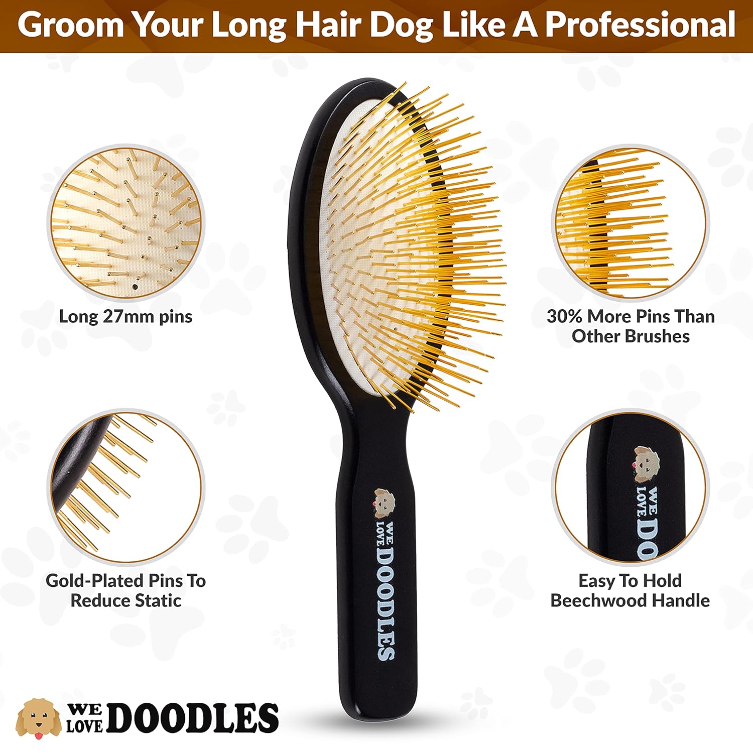 We Love Doodles Pin Brush for Dogs & Dog Grooming Scissors Kit