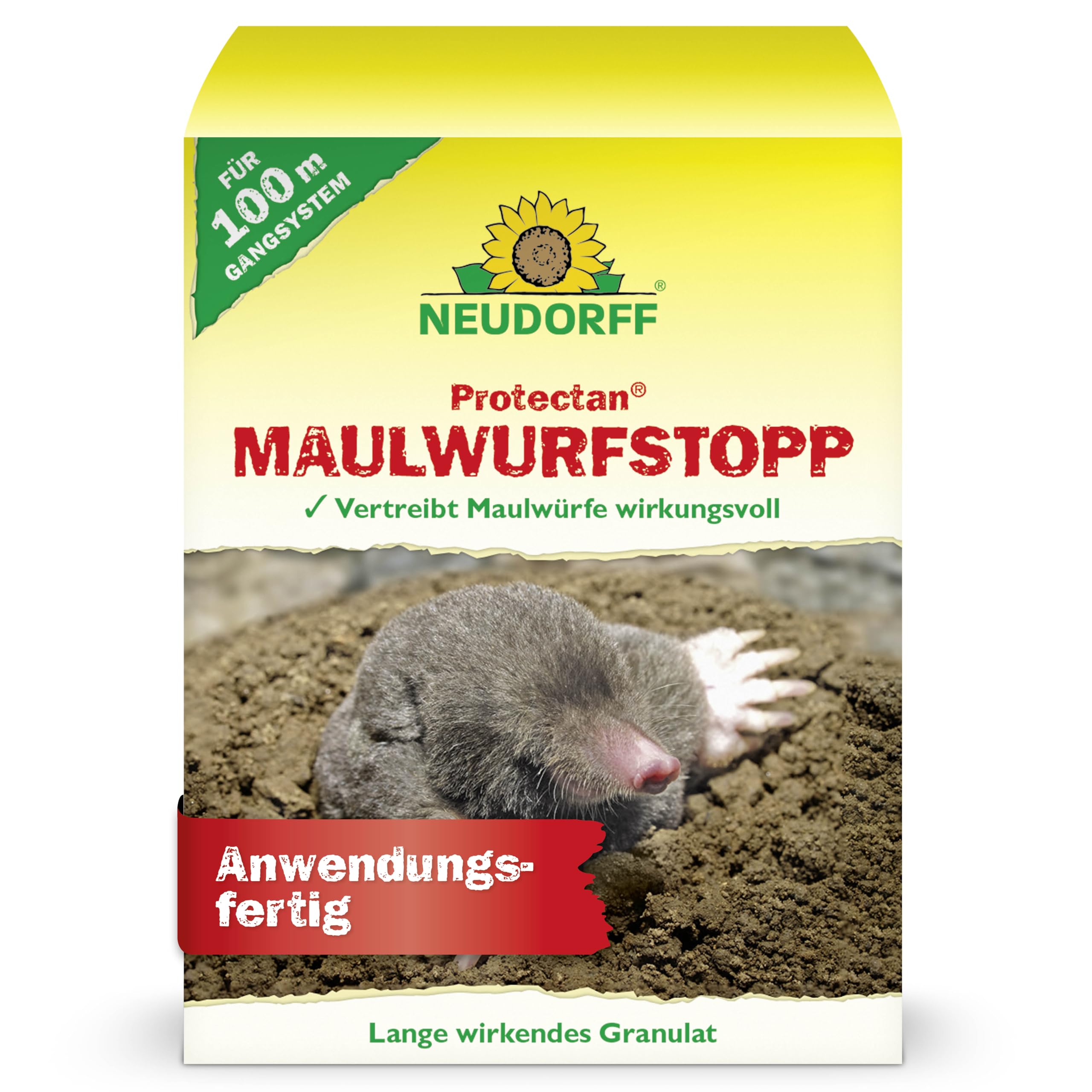 Neudorff Protectan MaulwurfStopp - Wirksam gegen Maulwürfe mit speziellen Duftstoffen für Gartenliebhaber im Grünflächen