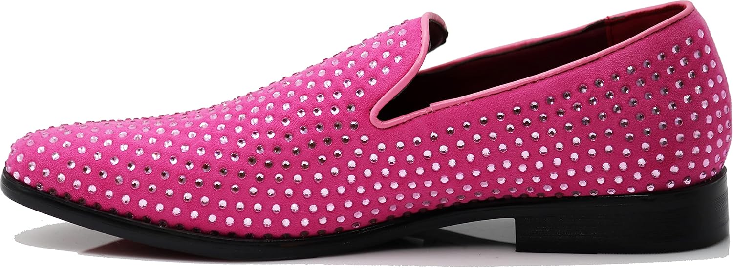 SPK26 Men's Vintage Velvet Rhinestone Designer Dress Loafers Slip On Shoes Classic Tuxedo Dress Shoes - Image 3