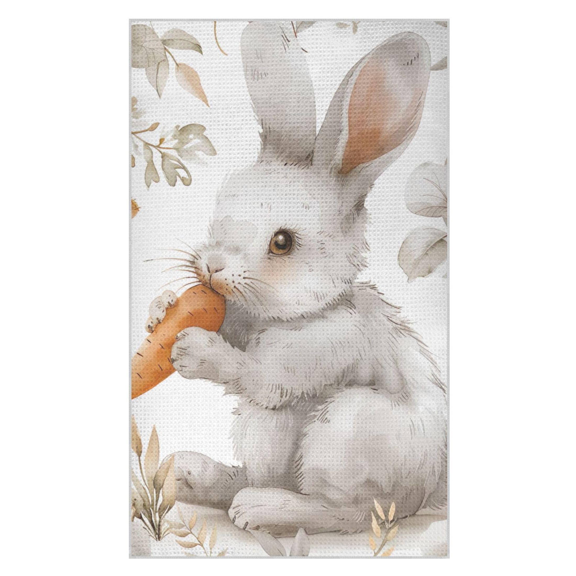 Kutsu Rabbit with Carrots Waffle Weave Kitchen Towels Absorbent Quick Drying Dish Towels for Kitchen, Decorative Tea Towel, 18x30 in