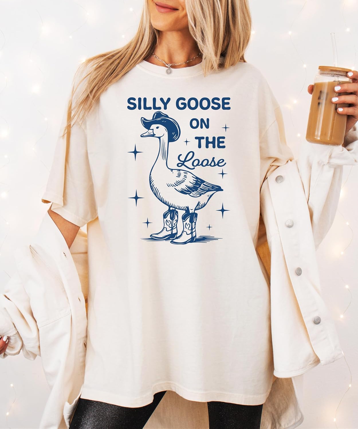 Silly Goose on The Loose Shirt for Women Funny Adult Oversized Tee