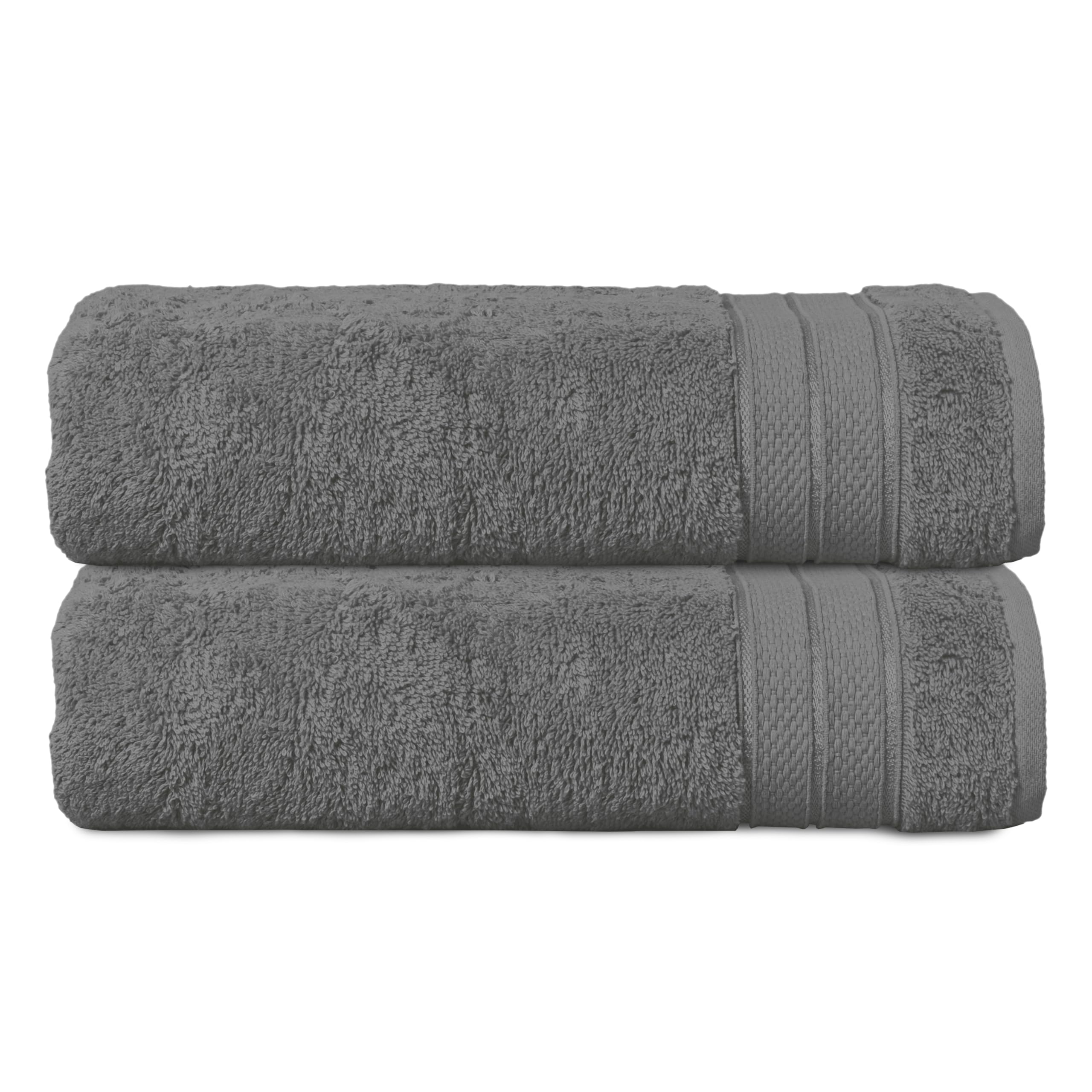 Elegant Comfort Three Line Popcorn Towel Set for Bathroom 27 x 54 inches, Premium Hotel Quality 2-PACK Bath Towels, 100% Turkish Cotton, Soft and Durable, Quick Dry and Highly Absorbent, Charcoal Gray