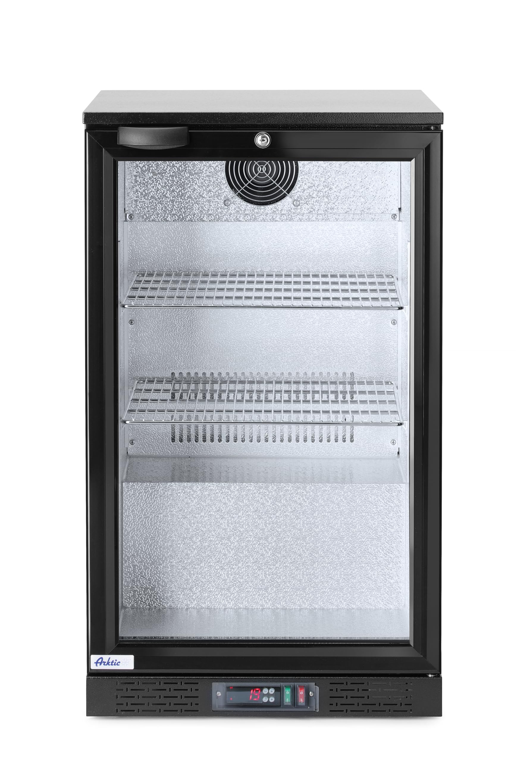 HENDI Refrigerador bajo mostrador para bebidas Arktic, 1 puerta, 86L, 0 a 10°C, 220-240V, 120W, 500x530x(H) 865mm, acero con recubrimiento en polvo negro