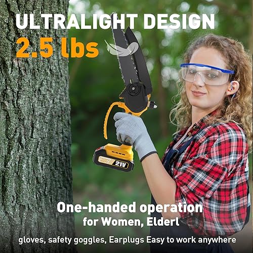 Miniatura 3 de Mini Motosierra Eléctrica Inalámbrica, Motosierra Portátil de 8 Pulgadas y 6 Pulgadas para Baterías Makita de 18V, Motosierra de Mano Pequeña con 2