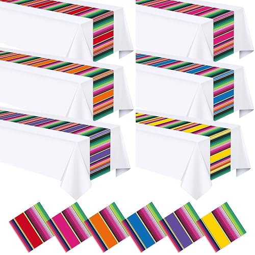 6 Pcs Mexican Fiesta Table Runner, Fiesta Party Decorations Plastic