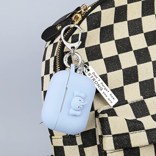 Miniatura 4 de Wonhibo Funda para Airpod Pro, bonita funda Kawaii para Airpod Pro 2019 con llavero para mujer (elefante)