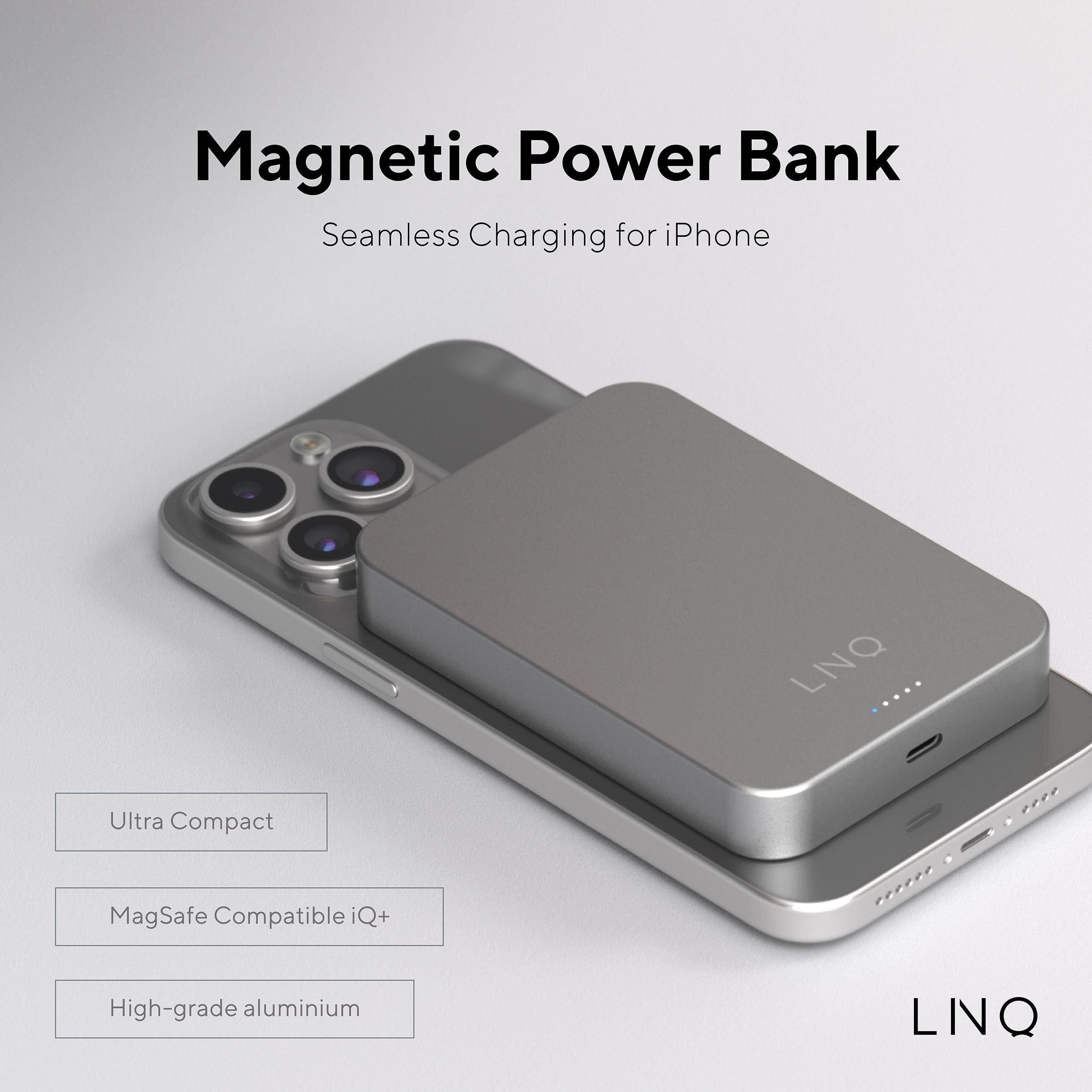 LINQ Connects Batterie Externe Magnétique sans Fil 10000 mAh