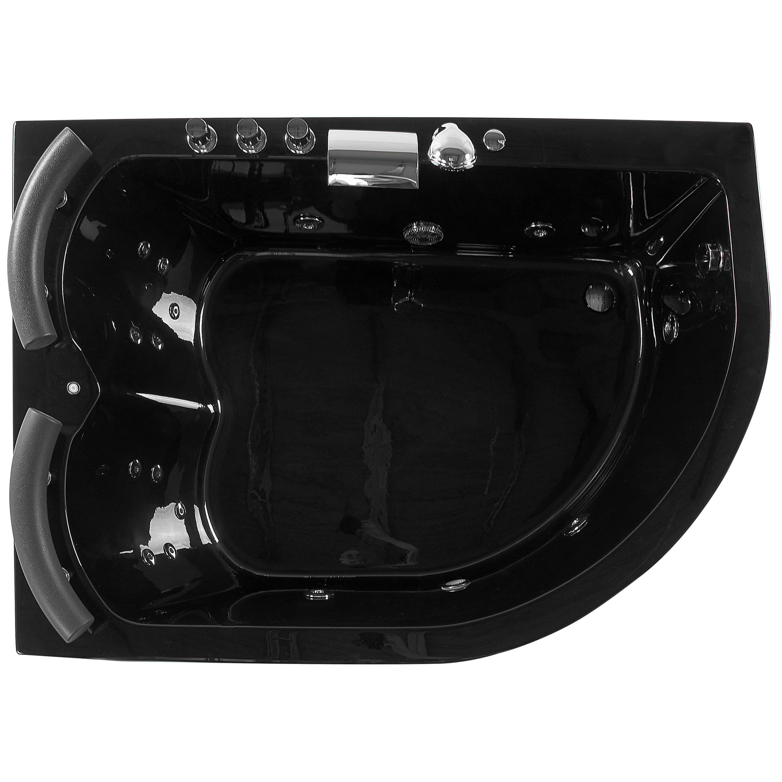 Whirlwanne Badewanne Schwarz Rechts Sanitäracryl mit LED 158 cm x 113 cm Paradiso