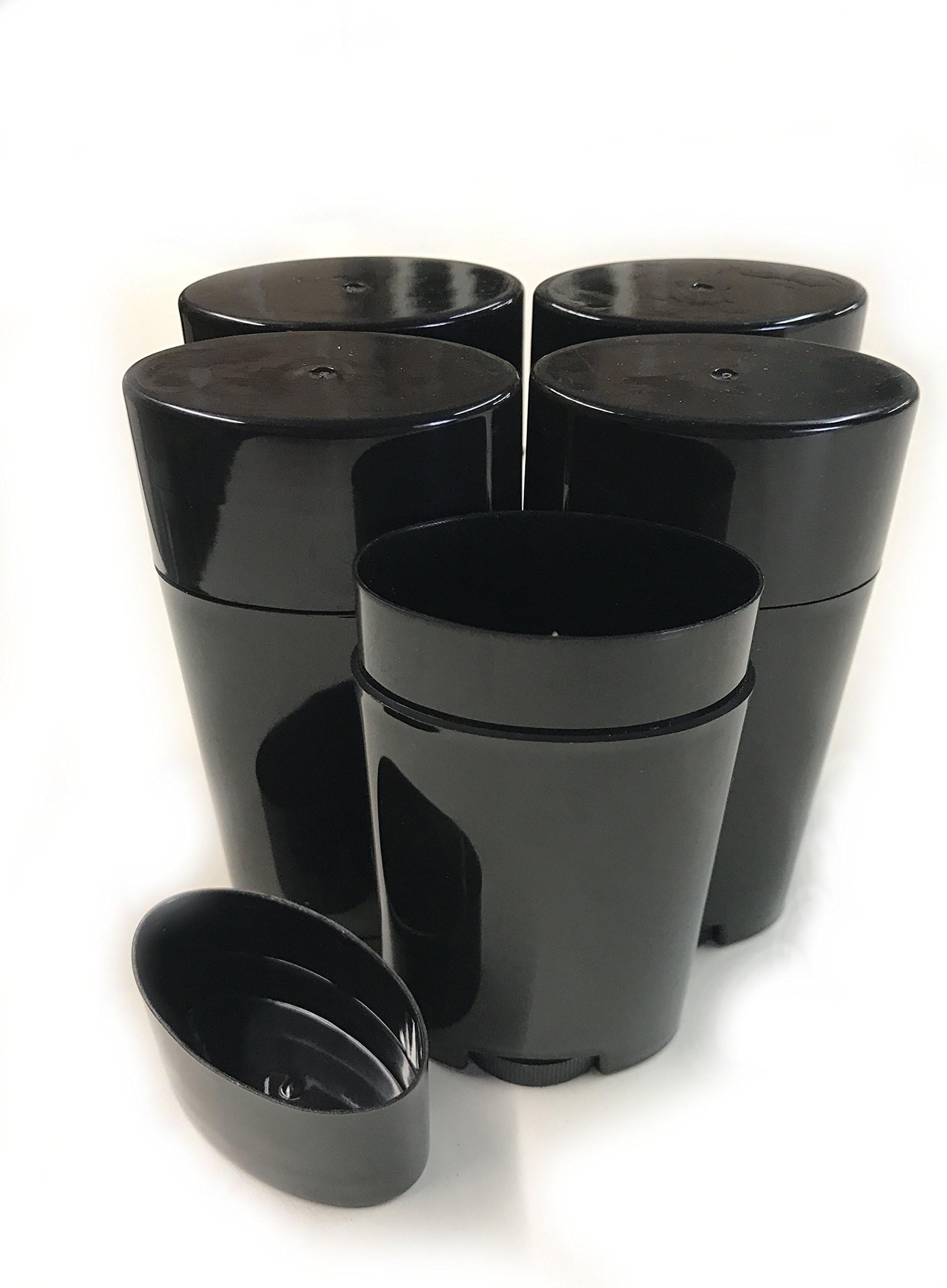 Empty Deodorant Containers - Twist-up, Recyclable, DIY Empty Deodorant OVAL Tubes, Top-Fill 2.5 OZ (Pack of 5, Black)