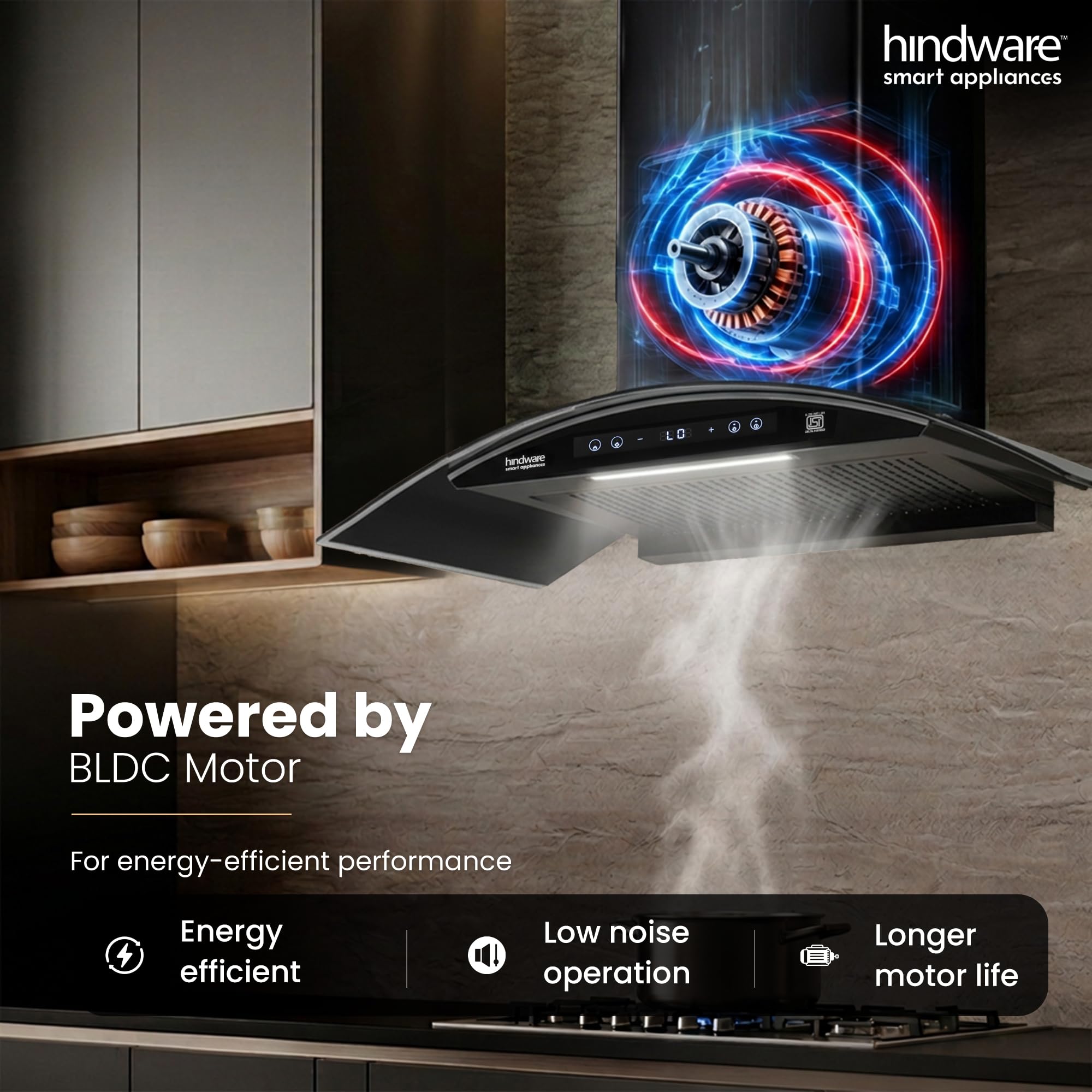 Hindware Amyra Wall Mount Hood - 1400 CMH, Motion Sensor -3