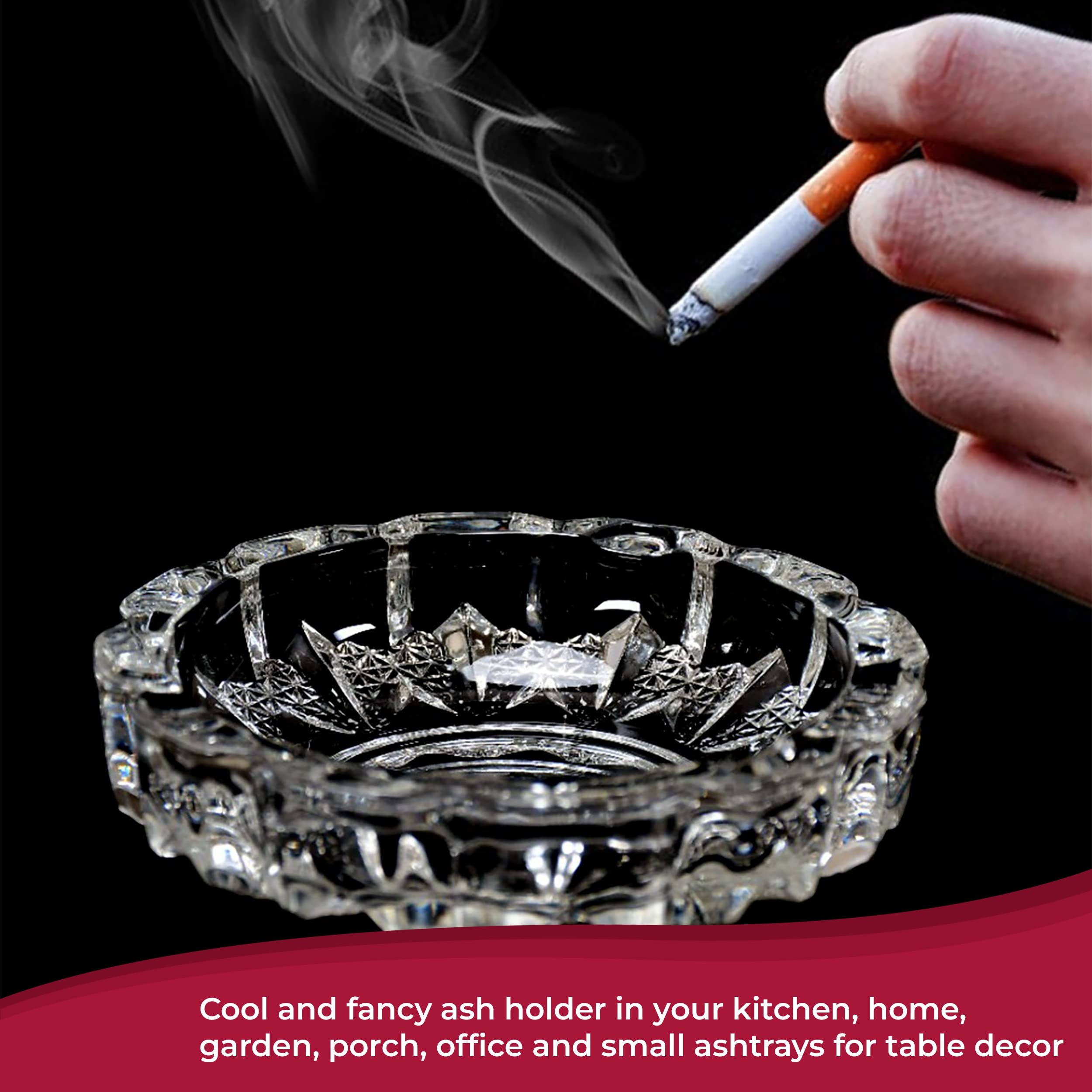 Elegant Glass Ashtrays - Modern & Stylish -6 Elegant Glass Ashtrays - Modern & Stylish -6