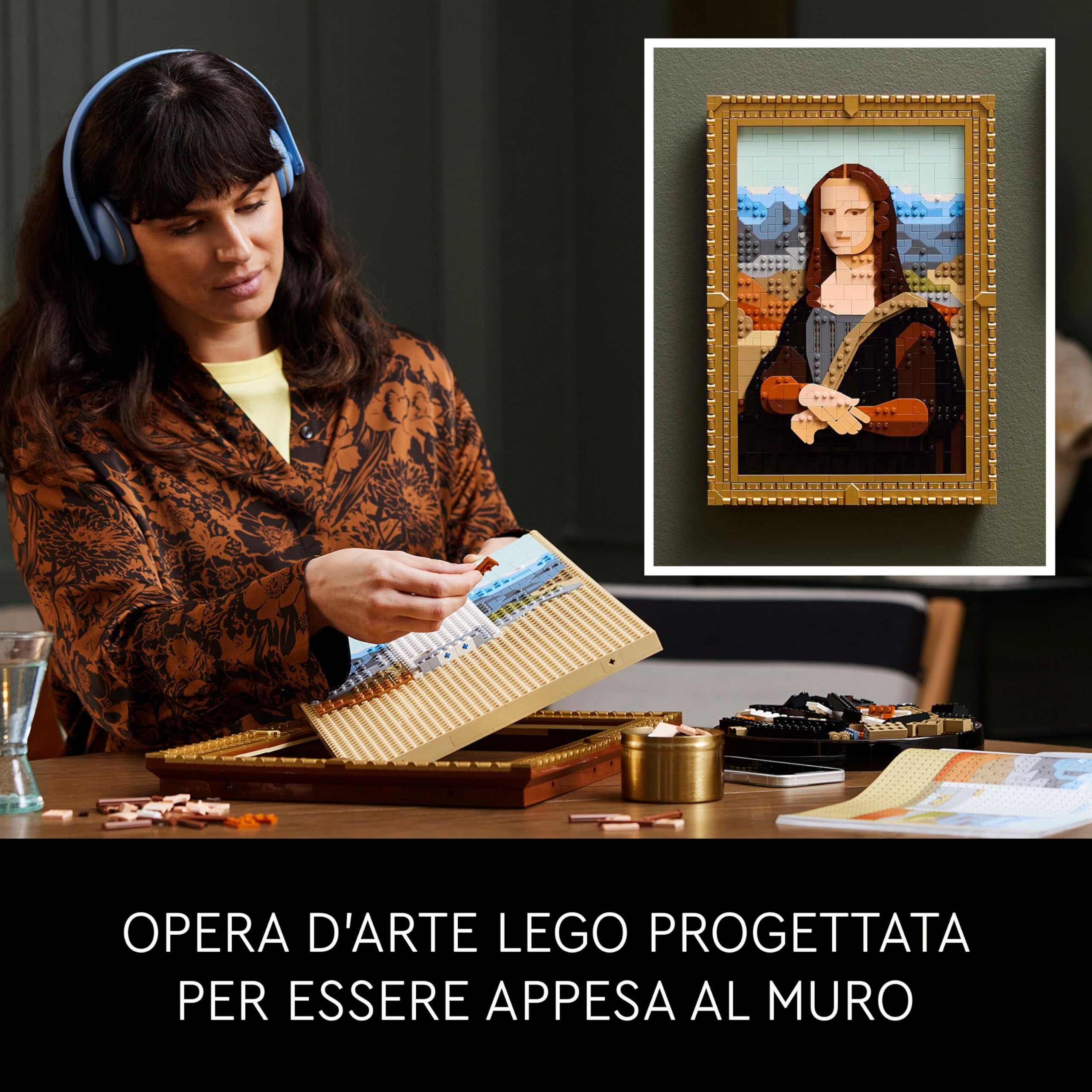 LEGO Art Gioconda, Riproduzione Opera d'Arte Rinascimentale di Leonardo da Vinci in Mattoncini, Decorazione da Parete di Casa, Idea Regalo Creativa per Adulti, Uomo, Donna, Lui, Lei e Artisti 31213
