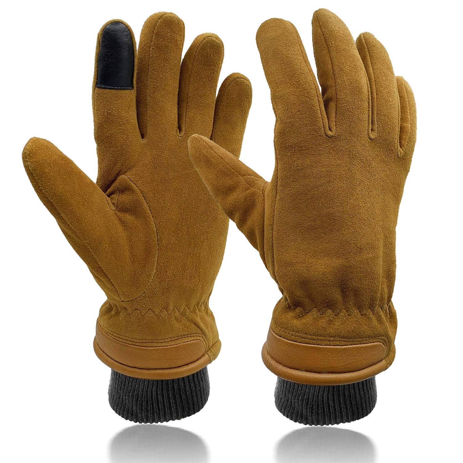SKYDEERThermal Touch Screen Winter Gloves, Full Deerskin Suede Leather, Super Soft and Warm, 100G 3M Thinsulate Insulation