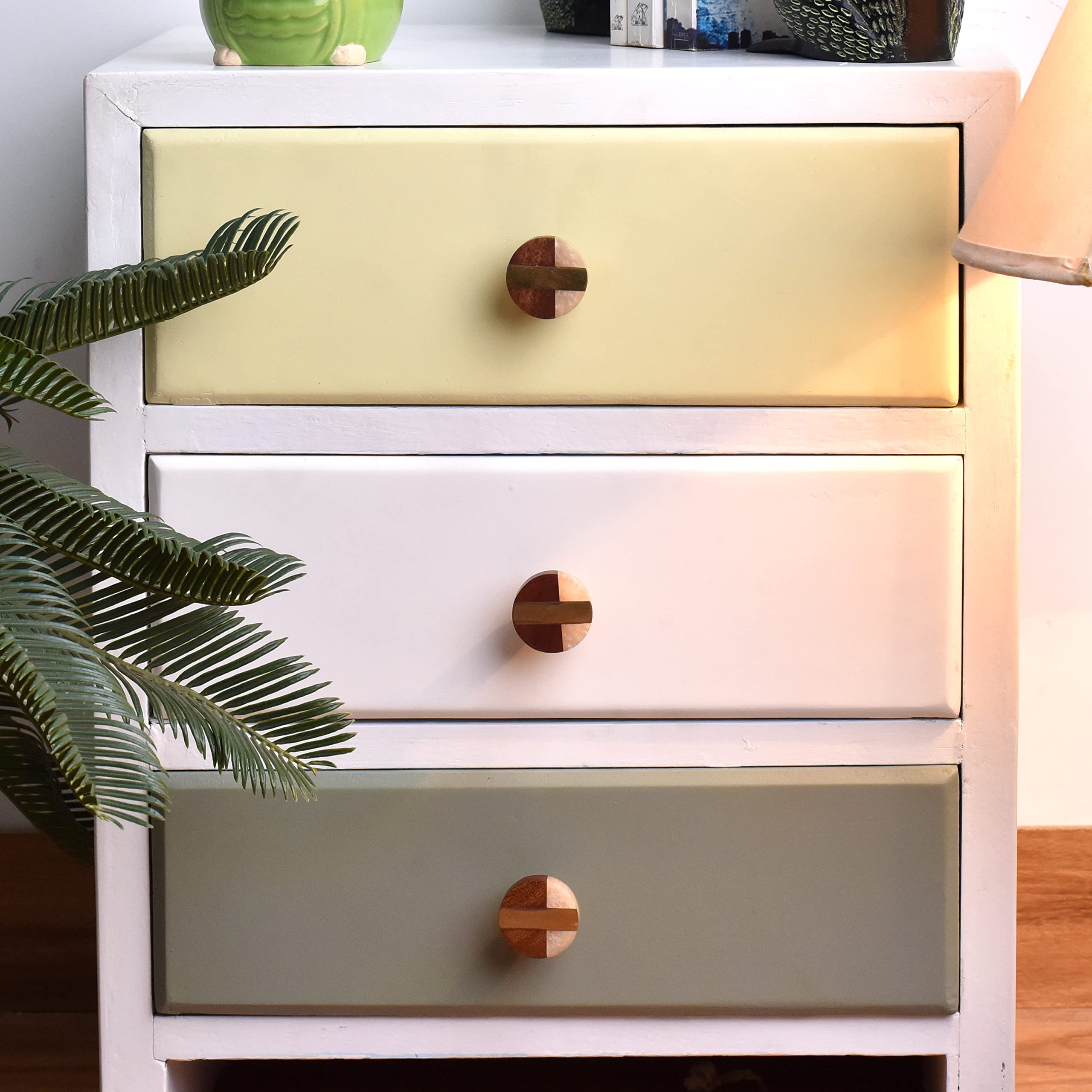 Boutons Armoire Bois Naturel Lot De 18 - Poignées Tiroir Faites Main - Vis Incluses - Style Contemporain