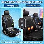 Instant Cooling Car Seat Cover Front Seat with Vibration | Ventilated Car Seat Cushion, Anti Sweat Cooling Pad, 5 Quiet Turbo Fans, For Cars SUV Truck, Hot Summer Driving