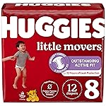 Huggies Size 8 Diapers, Little Movers Baby Diapers, Size 8 (46+ lbs), 12 Ct, Packaging May Vary