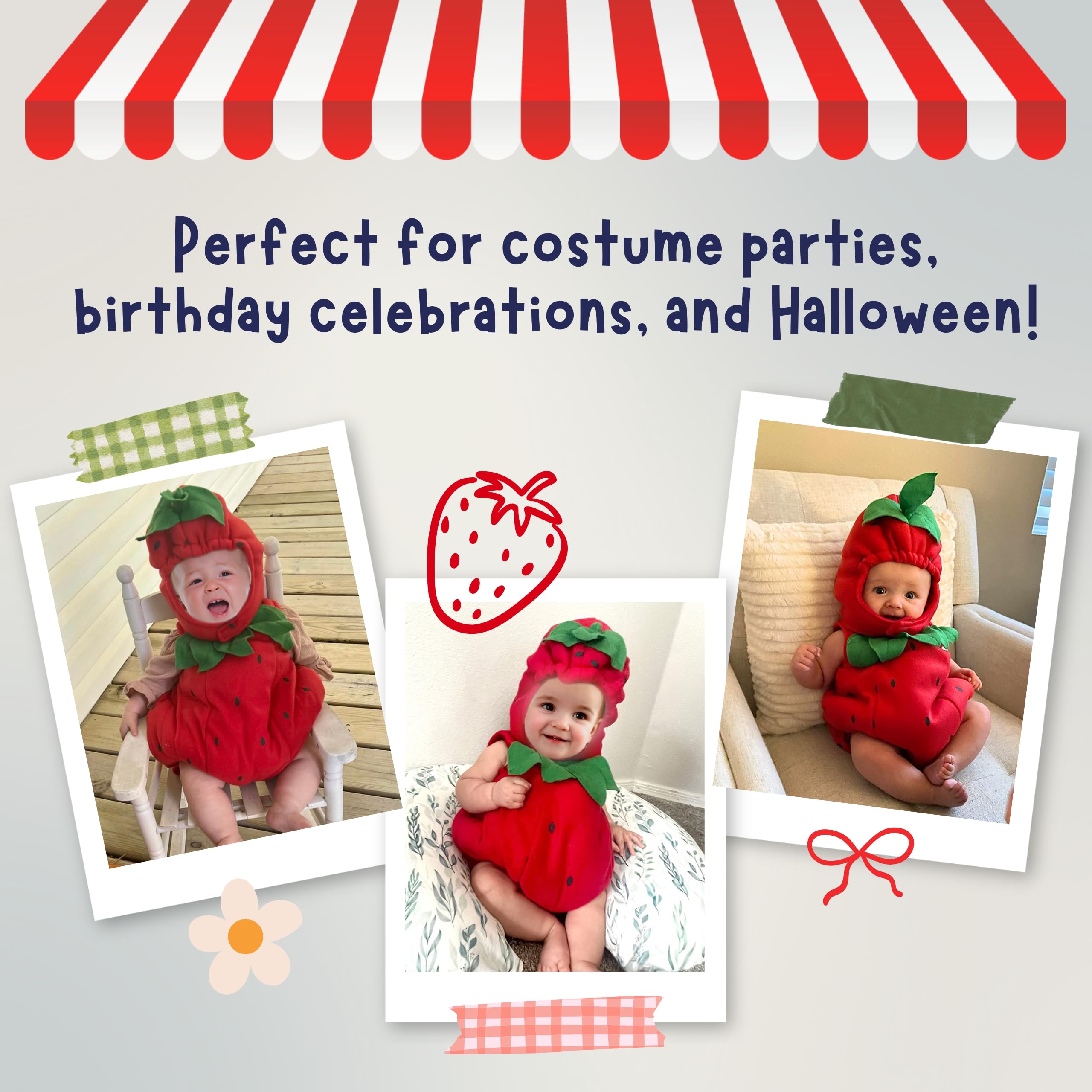 Dress Up America Costume De Fraise Pour Bébé – Barboteuse D'halloween Aux Fraises Pour Enfants