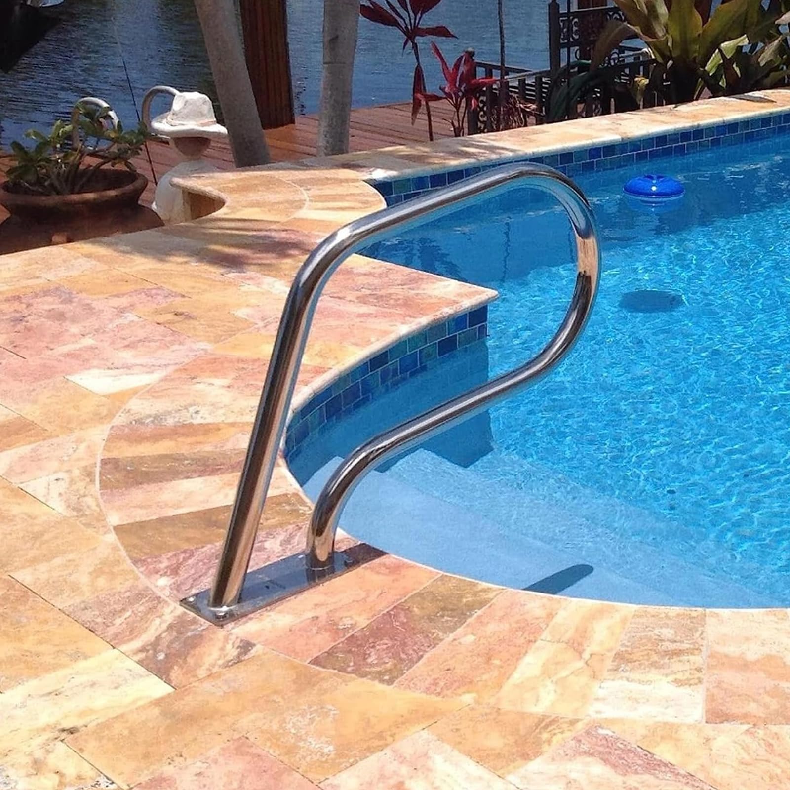 Pool Stair Rail Pool Rail Pool Railing Stainless Steel Swimming Pool Handrails,for Garden Backyard Pools Ground Swimming Pools
