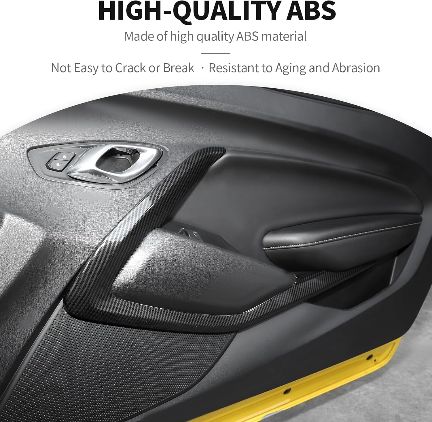 JeCar Inner Door Handle Panel Trim Covers Compatible with Chevy Camaro Interior Accessories 2016-2025, Carbon Fiber