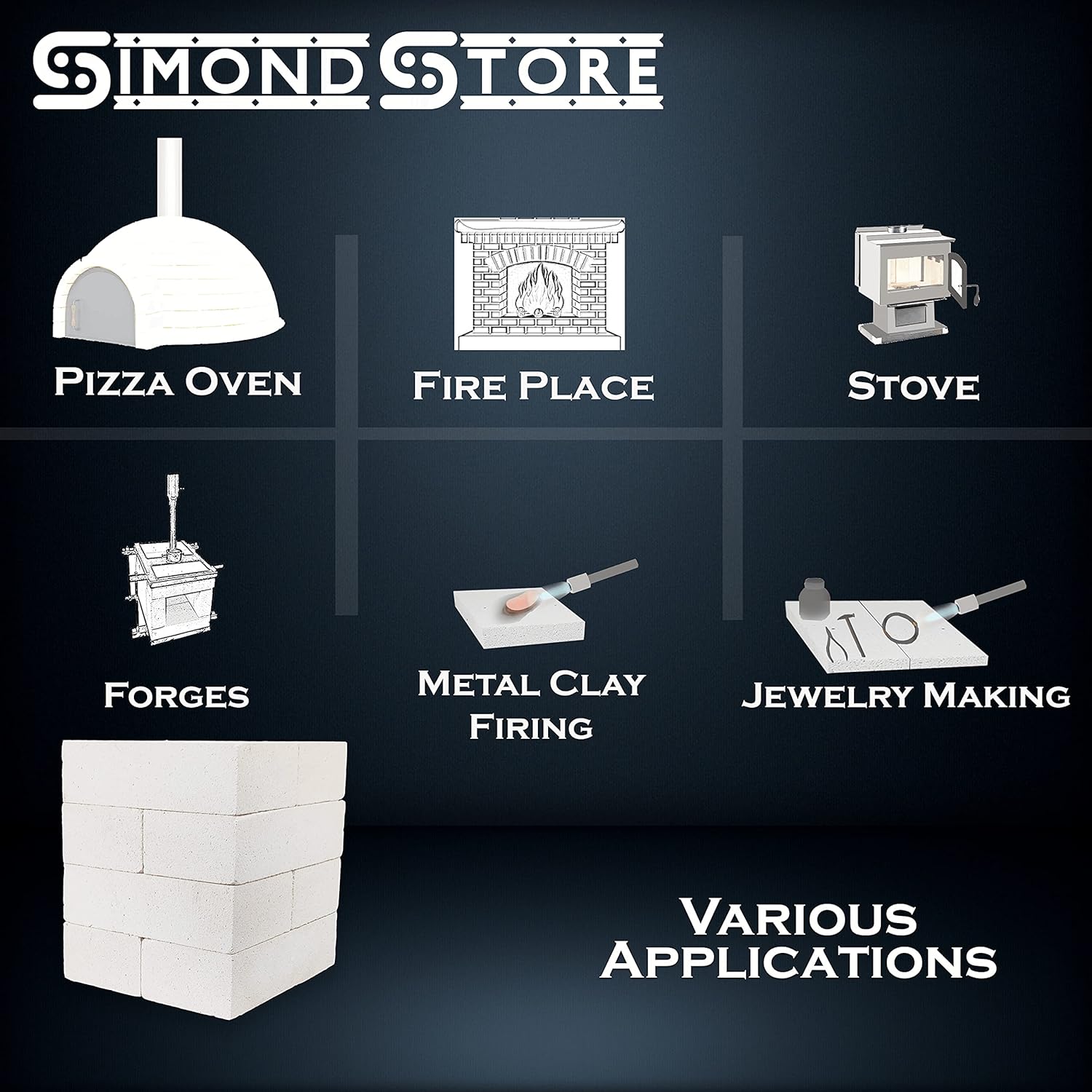 SIMOND STORE Insulating Fire Brick - 2500F Rated - 2-1/2" x 4-1/2" x 9" - Soft Fire Brick - Fire Bricks for Forge Pizza Oven Wood Stove Kiln Fireplace Fire Pit Jewelry Soldering Block - 16 Bricks