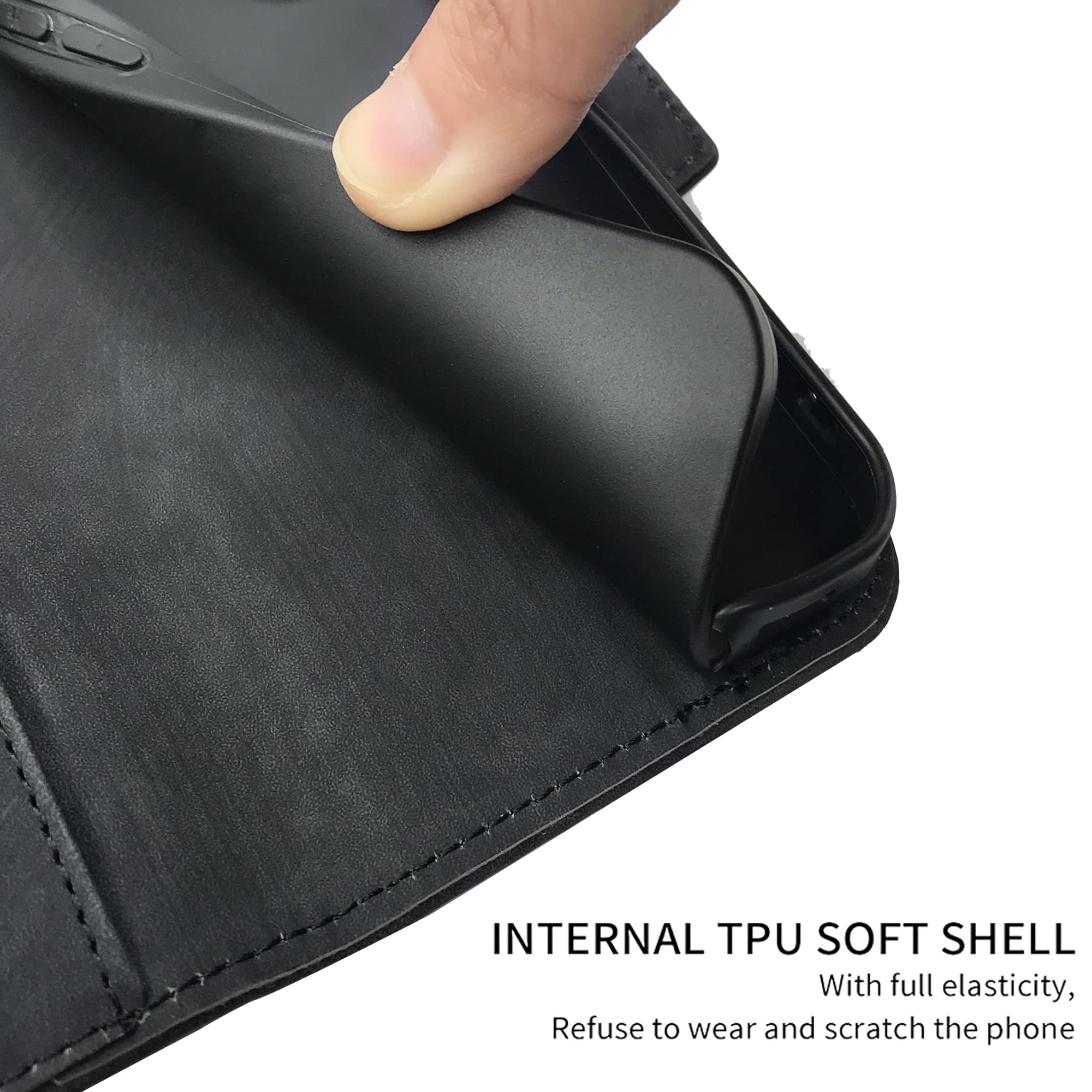 ELISORLI Custodia A Portafoglio Con Cordino Da Polso Per Google Pixel 3a - Pelle PU Con Supporto E Slot Tessere, Flip Cover Con Porta Banconote E Finestra Foto - 2