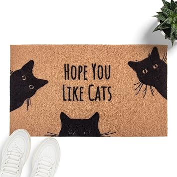 Hope You Like Cats Doormat 2917 Inch, Funny Black Cat Door Mat, Cute Cat Front Doormat, Funny Welcome Mat Outdoor Indoor, Coir Door Mat for Entryway Porch, Housewarming Gift