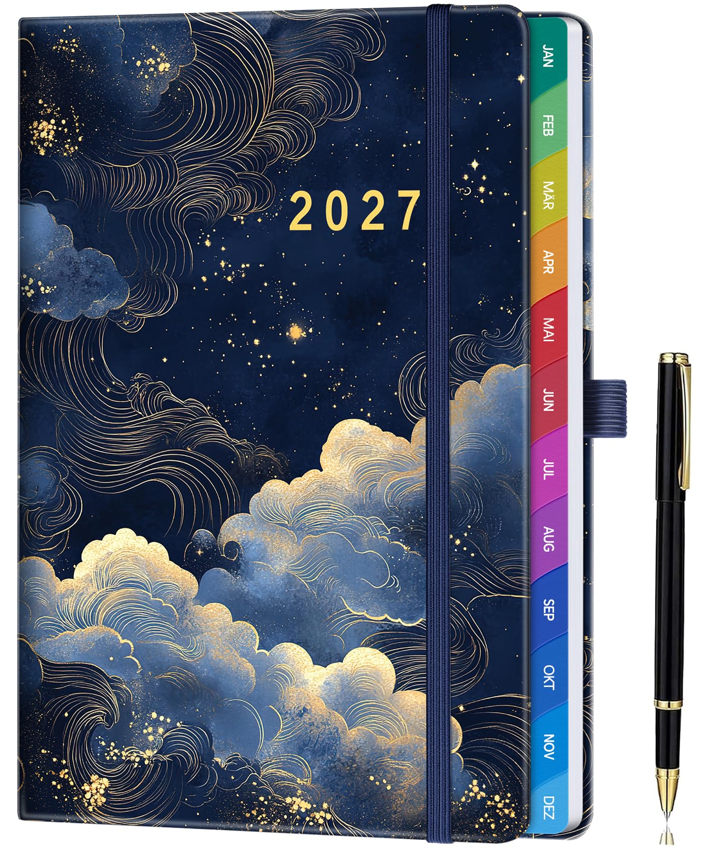 Kalender 2027 Buchkalender 1 Woche 2 Seiten, A5, Deutsch | Wochenplaner 2027 mit Monatsregister, Terminplaner Jan–Dez 2027, mit Notizseiten & Tasche, für Büro, Schule & Familie