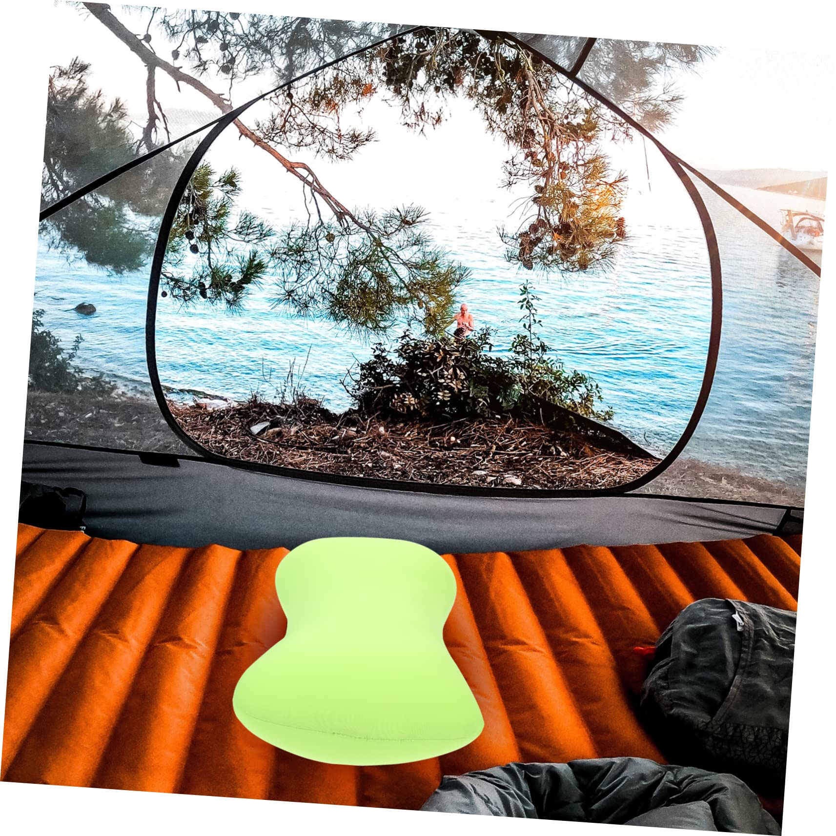 Sosoport Almohada de Camping Portátil en Forma de Hueso, 1 Pieza, Verde