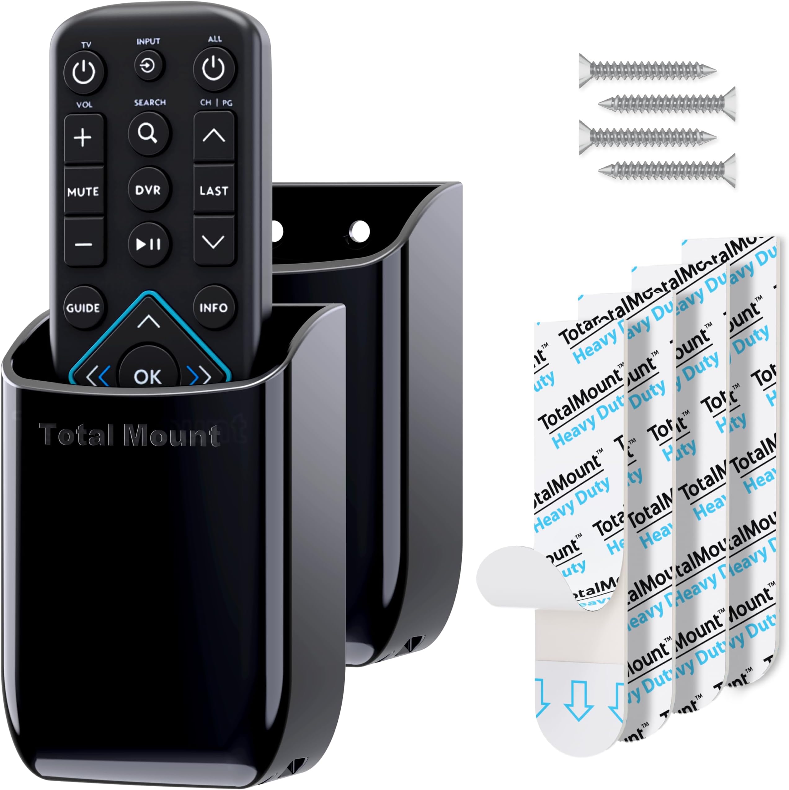 Drop-Free Remote Holders โ Removable Adhesive โ Black (2 Pack)