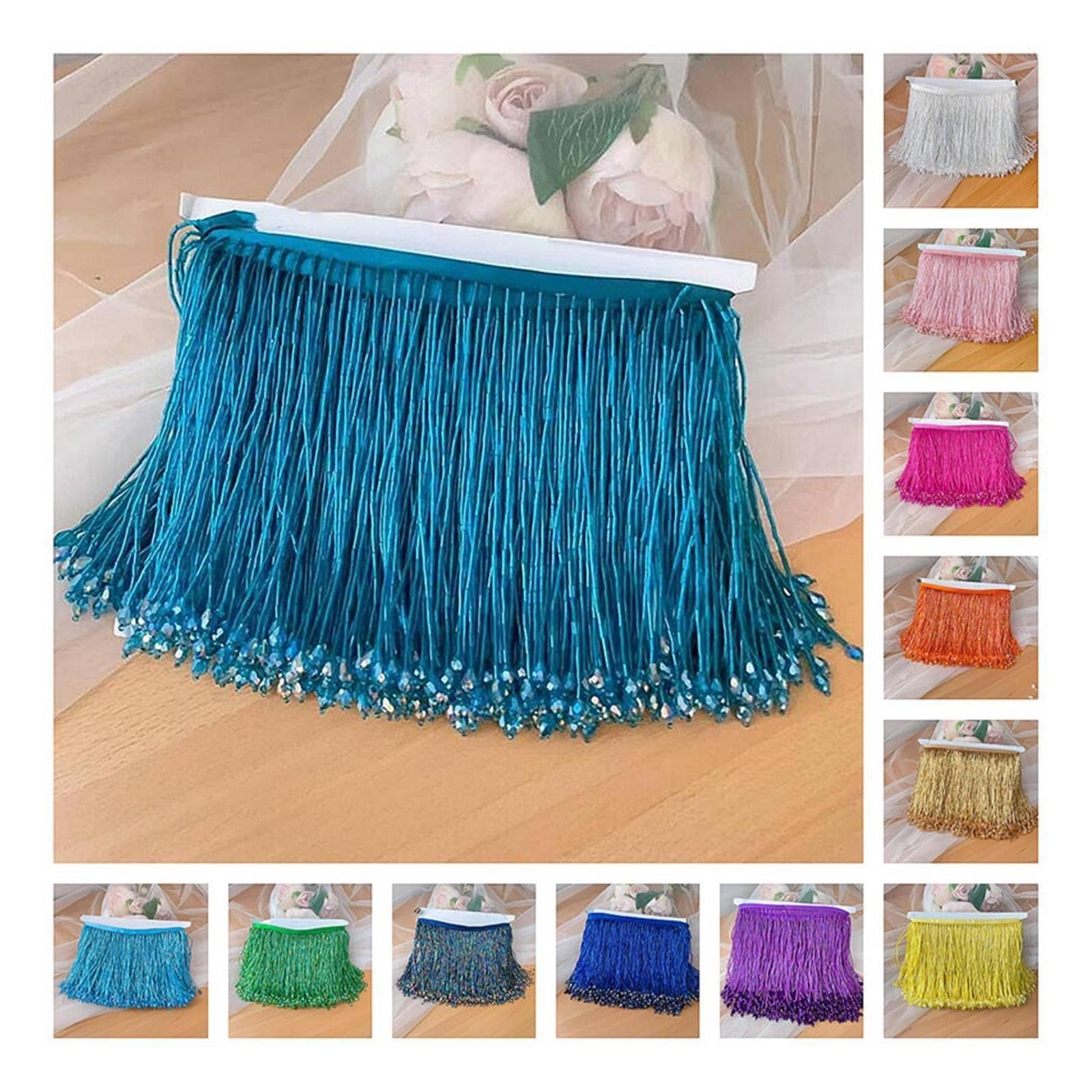 Nappe in pizzo fatte a mano con perline di cristallo alte 16 cm