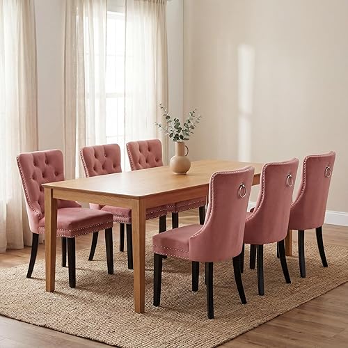 Miniatura 31 de Sillas de Comedor Juego de 4 sillas de comedor de terciopelo azul claro, Silla tapizada de tela para cocina y comedor, sillas de comedor modernas de