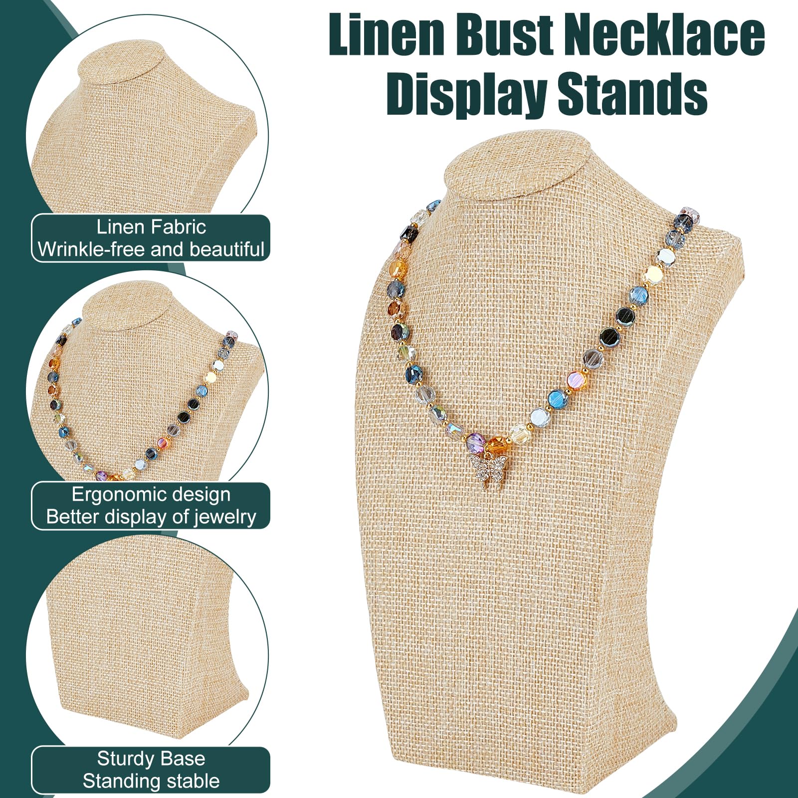Espositore per collana busto lino (4 pezzi) porta gioielli