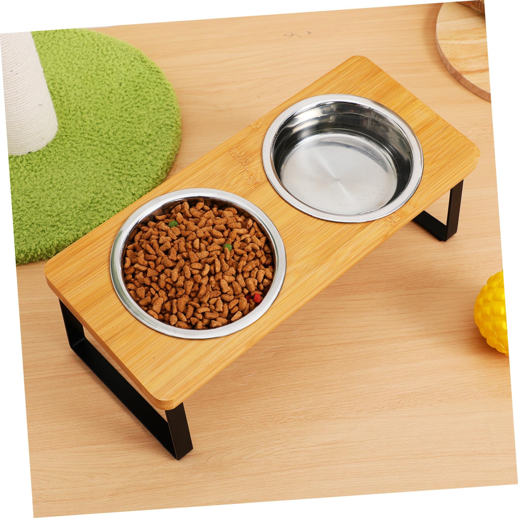 DOITOOL Comedero Gato Elevado con Soporte Antideslizante Cuencos Dobles de Acero Inoxidable para Comida y Agua Estación de Alimentación Ergonómica para Gatos Diseño Moderno y Funcional