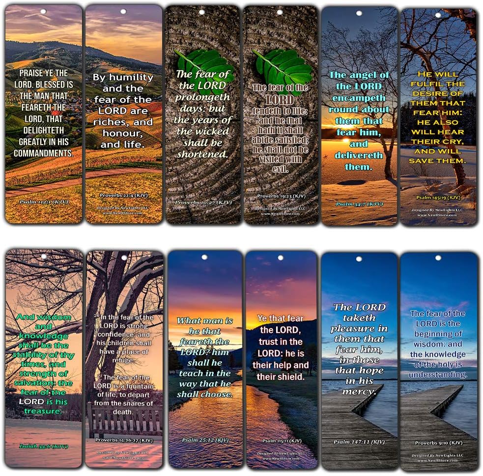 KJV Scriptures Bookmarks - Fear of The Lord (60-Pack) - Perfect Gift Idea for Friends and Loved Ones