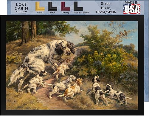 The First Lesson A Setter & Her Six Pups de Edmund Henry Osthaus Póster enmarcado para decoración de pared, arte de pared  Obra de arte fina para el