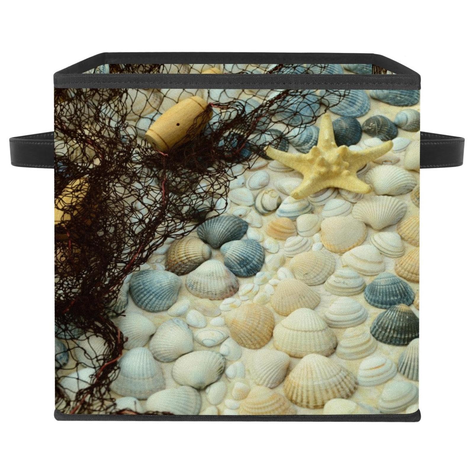Boîte de rangement pliable motif étoile de mer en tissu de qualité supérieure pour maison