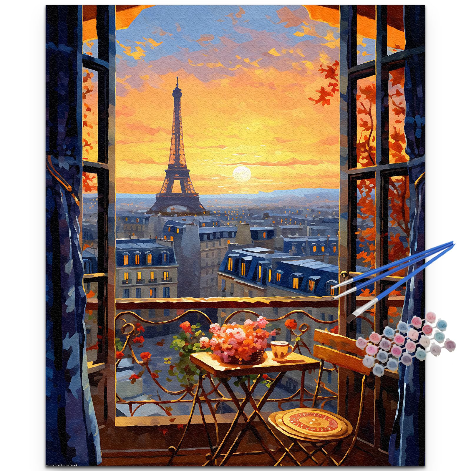 Amazon.com: JUJUHOOD Romantic View Paris from Window Paint by