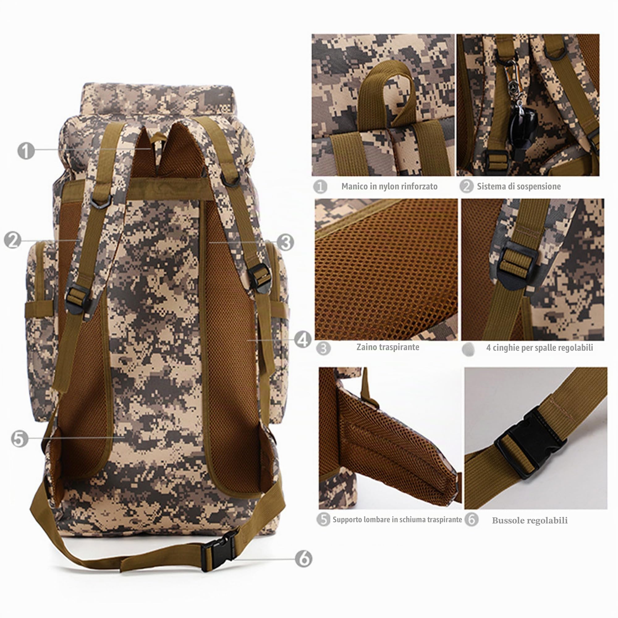 Zaino da Trekking, 80L Zaino da Viaggio, Impermeabile Sport All'Aperto Travel Zaino, Grande Zaino da Viaggio Leggero, Adatta per il Campeggio, l'Escursionismo e il Viaggio