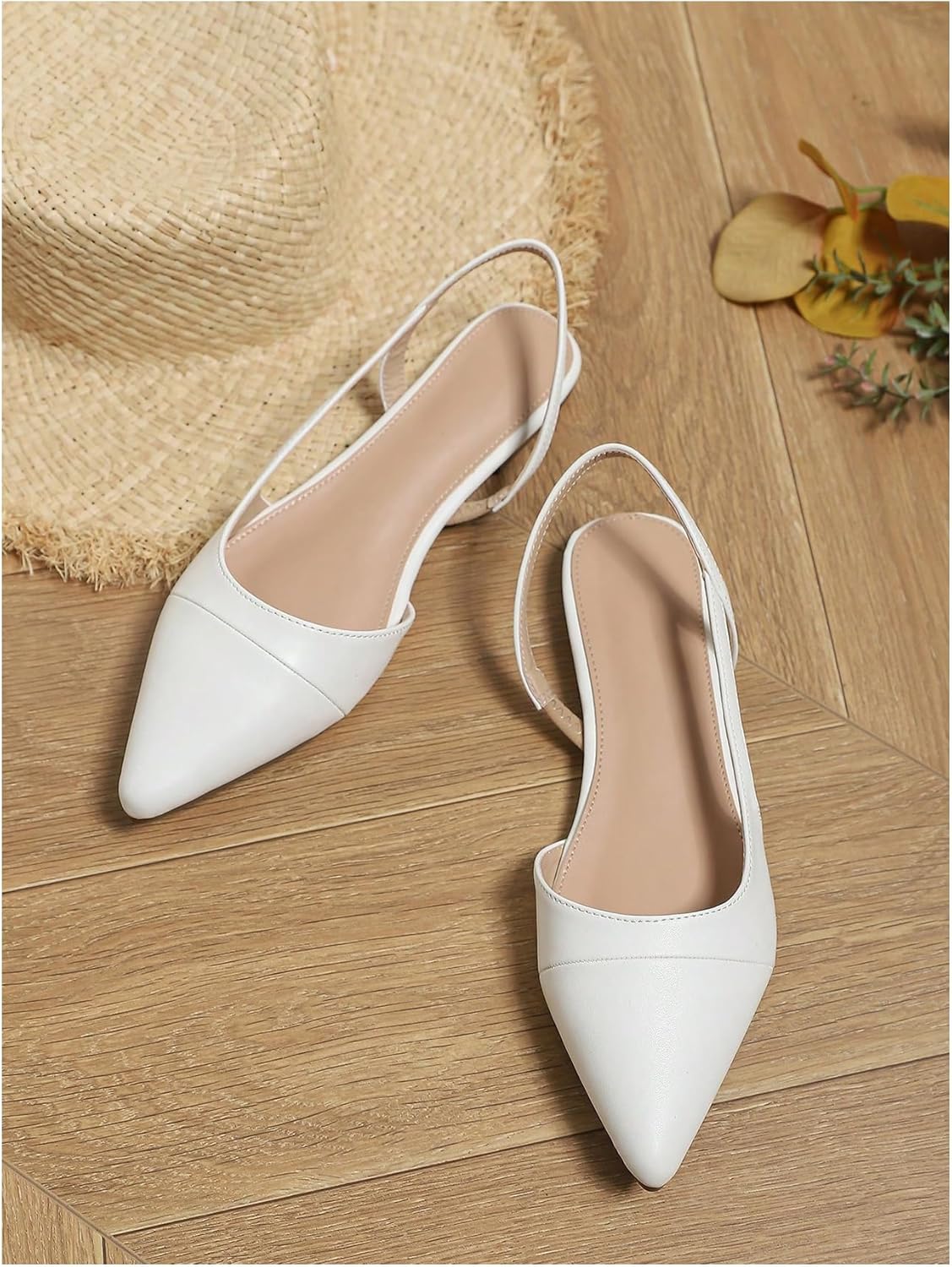 OYOANGLE Women's Pointed Toe Slingback Flats Slip on Flats Casual Dressy Office Work Shoes - Image 4