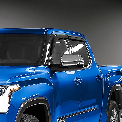 Miniatura 5 de Goodyear Deflectores de ventana inastillables para Toyota Tundra 2022-2023 CrewMax, protectores de lluvia con cinta, viseras de ventana, visera