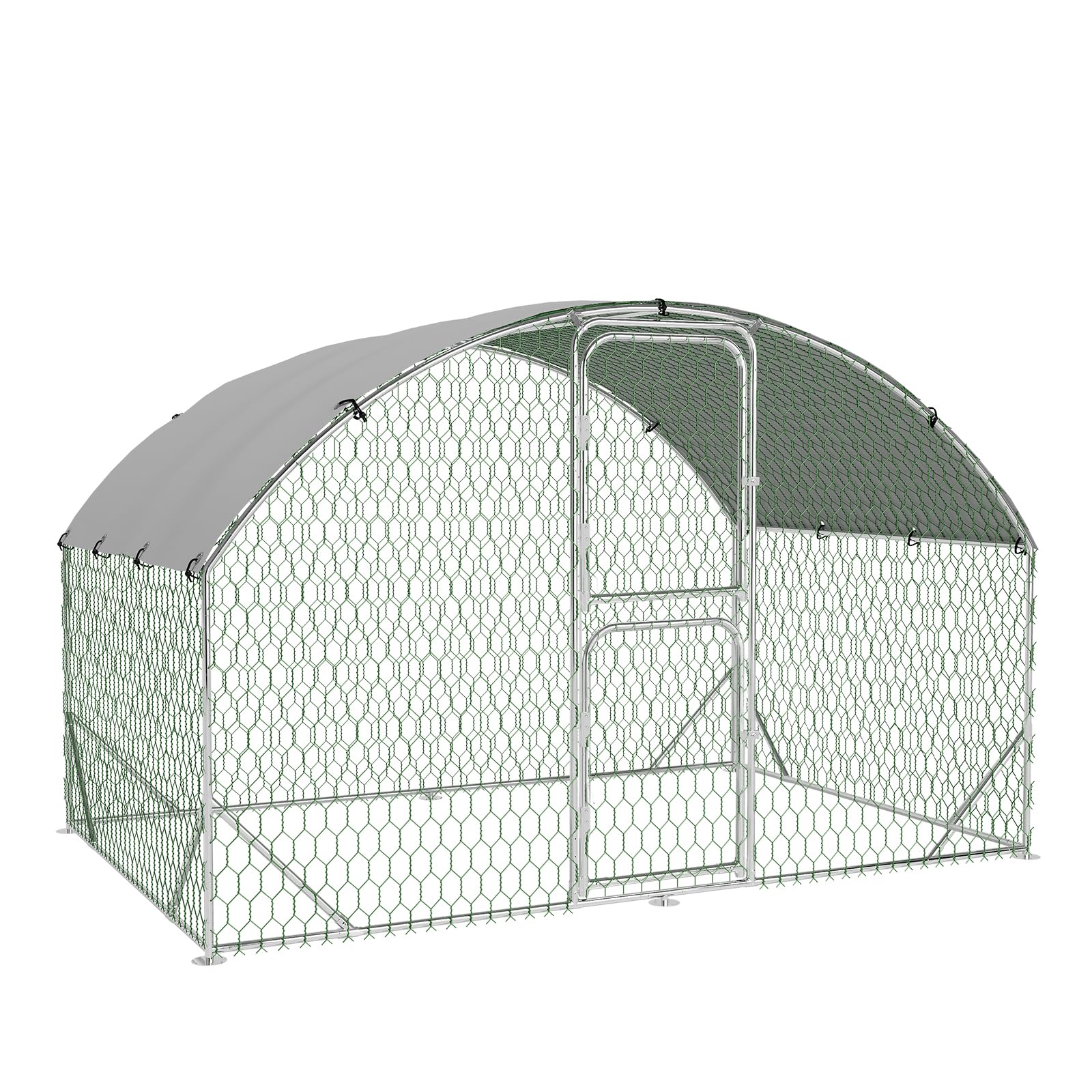Garvee Gallinero Exterior Grande de Metal 3x2x2m, Jaula para Aves con Estructura de Acero Galvanizado Reforzado de 0.8mm, Recinto de Corral con Cubierta Impermeable y Anti-UV, Doble Puerta con Cierre
