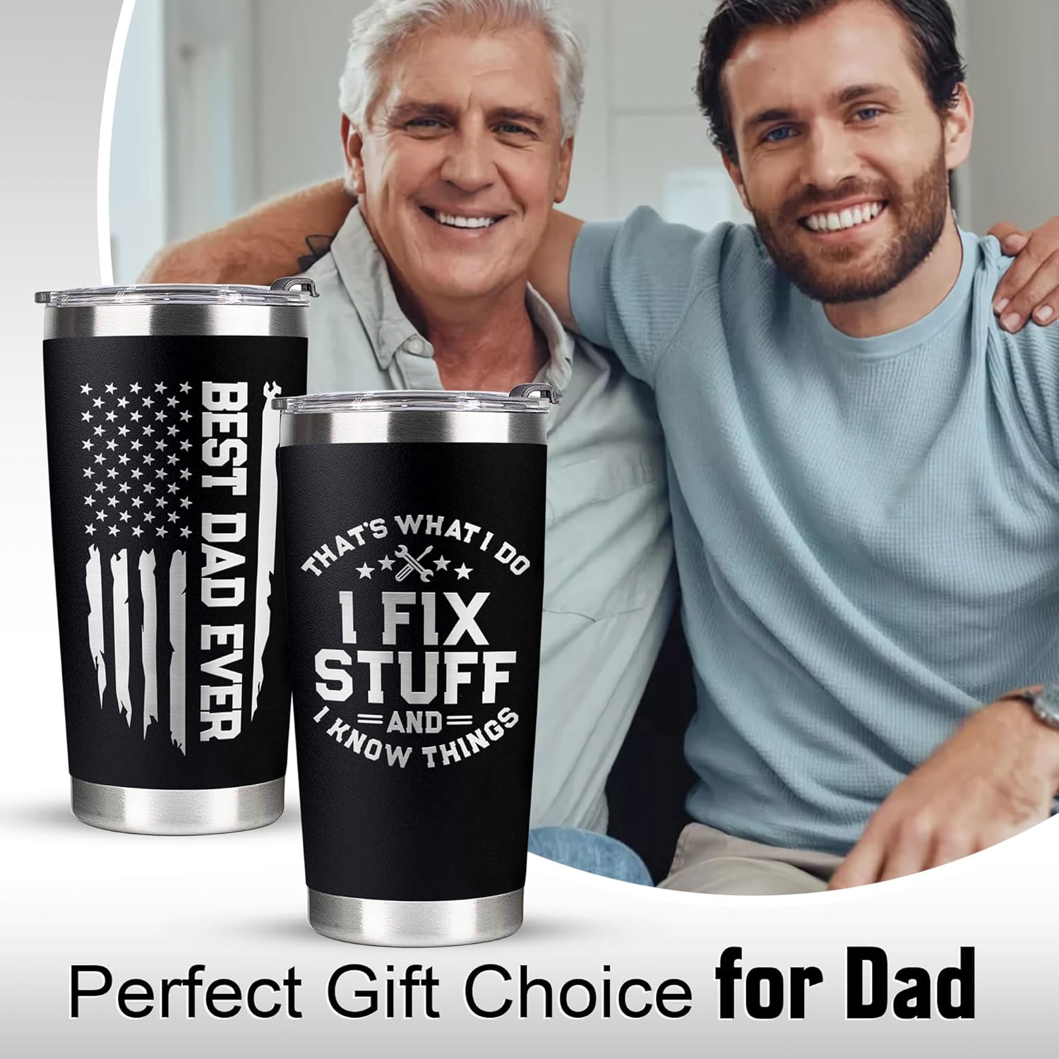 Christmas Gifts for Dad, Men - Gifts for Dad from Daughter, Son - Dads Birthday Gift Ideas, Happy Birthday gifts for Dads, Fathers - Best Dad Ever Gift, Best dad Tumbler, 20 Oz dad Cup - Image 2