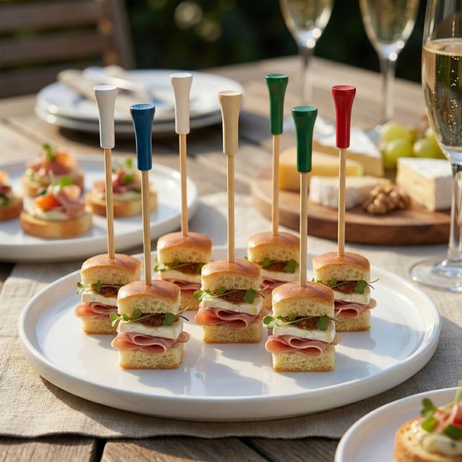 Restaurantware 4 Inch Golf Tee Cocktail Picks 1000 Sturdy Food Picks - Durable Bamboo Wood Skewers For Sports Themed Parties And Events Birthday Restaurant Or Office Party Supplies