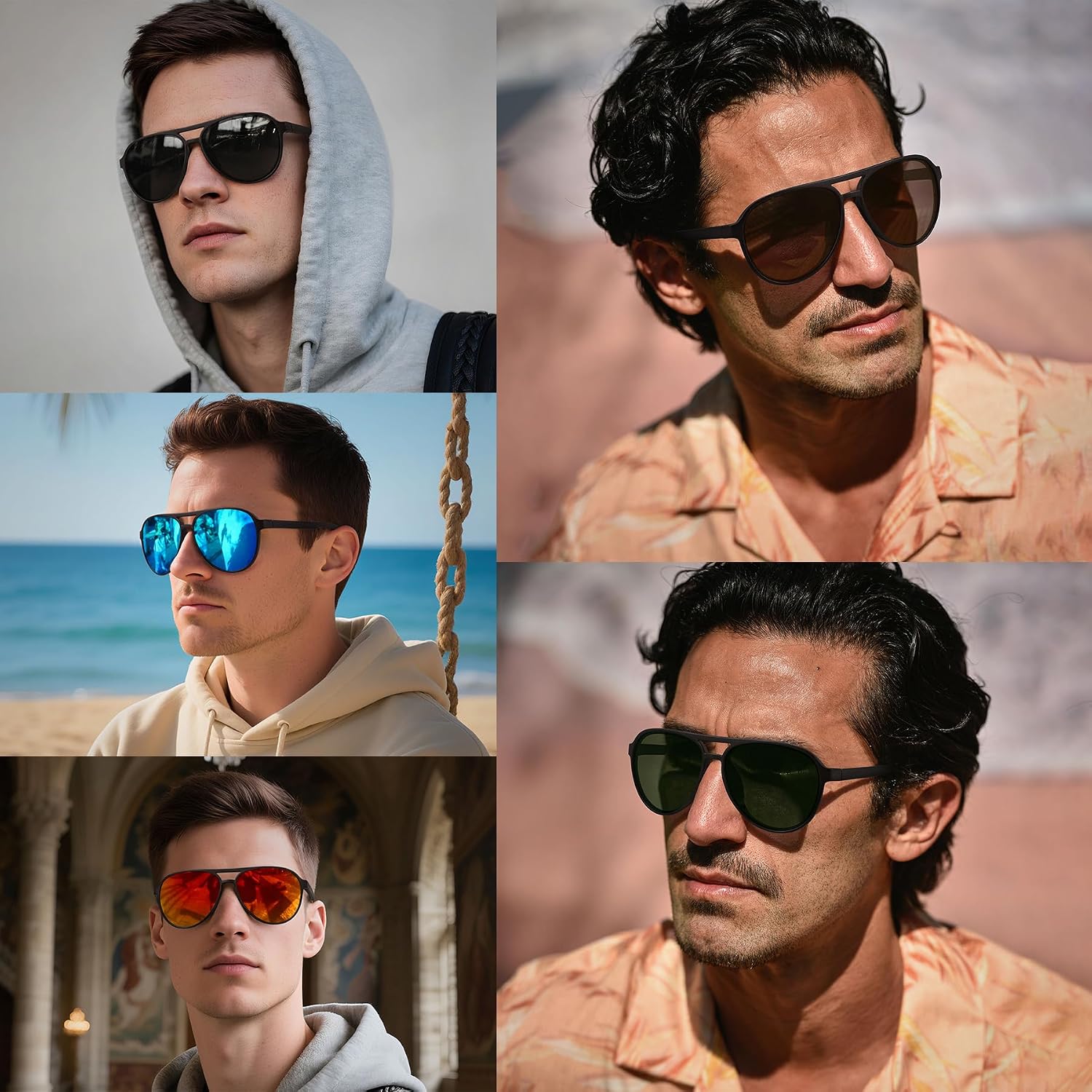 STORYCOAST Polarized Aviator Sunglasses for Men Women Classic Retro Aviators Sports Driving Running Sun Glasses 3Pack-Black+Red+Blue image 2