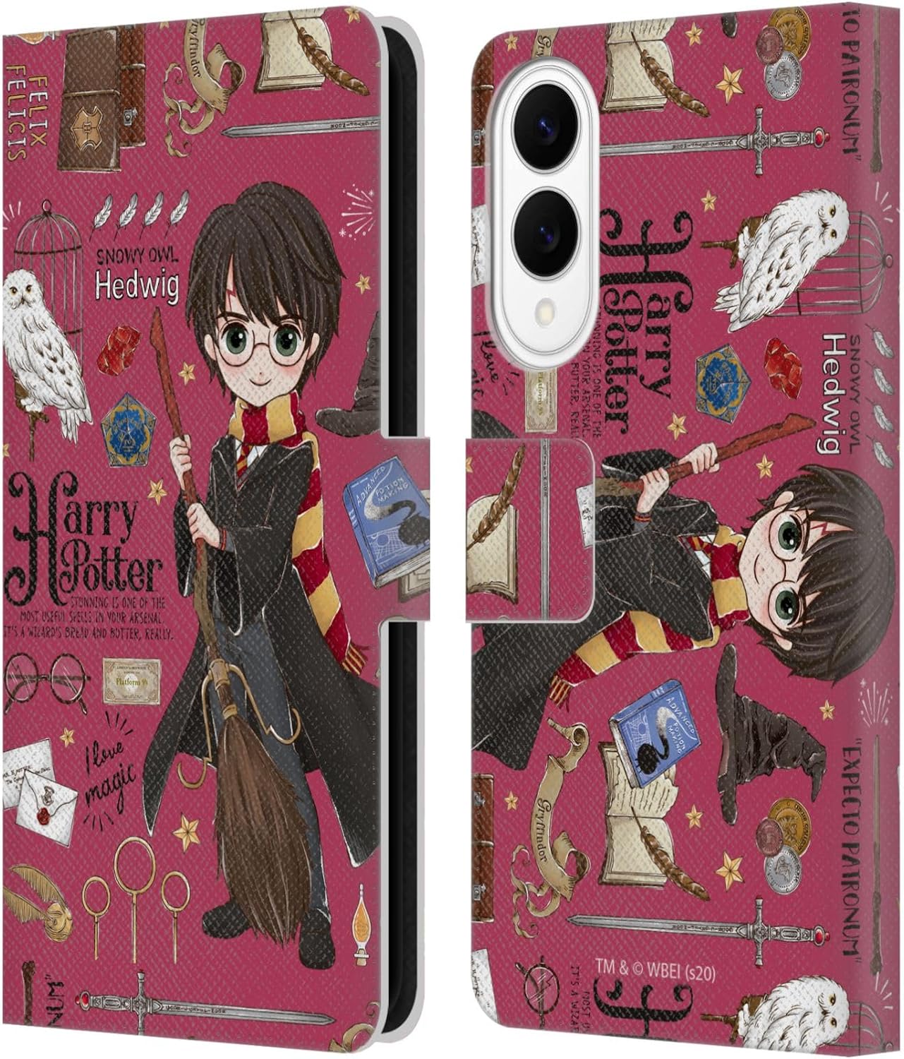 Head Case Designs Officially Licensed Harry Potter Harry Pattern Deathly Hallows XXXVII Leather Wallet Case Compatible with Samsung Galaxy S25 Edge